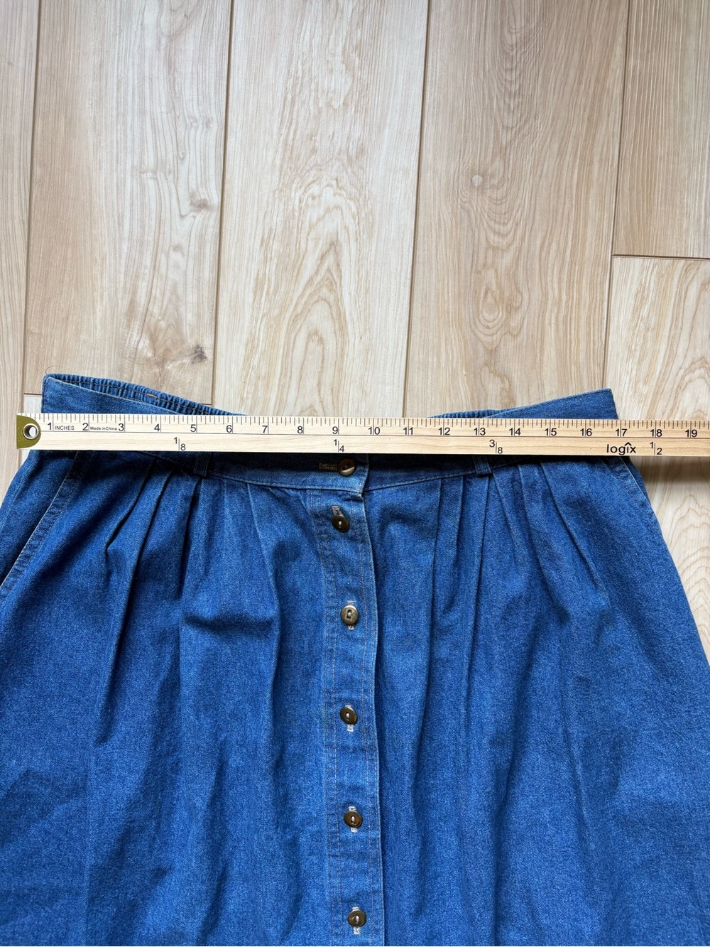 Vintage Button-Front Denim Midi Skirt Western Cottagecore Boho Butter Classic - Picture 2 of 6